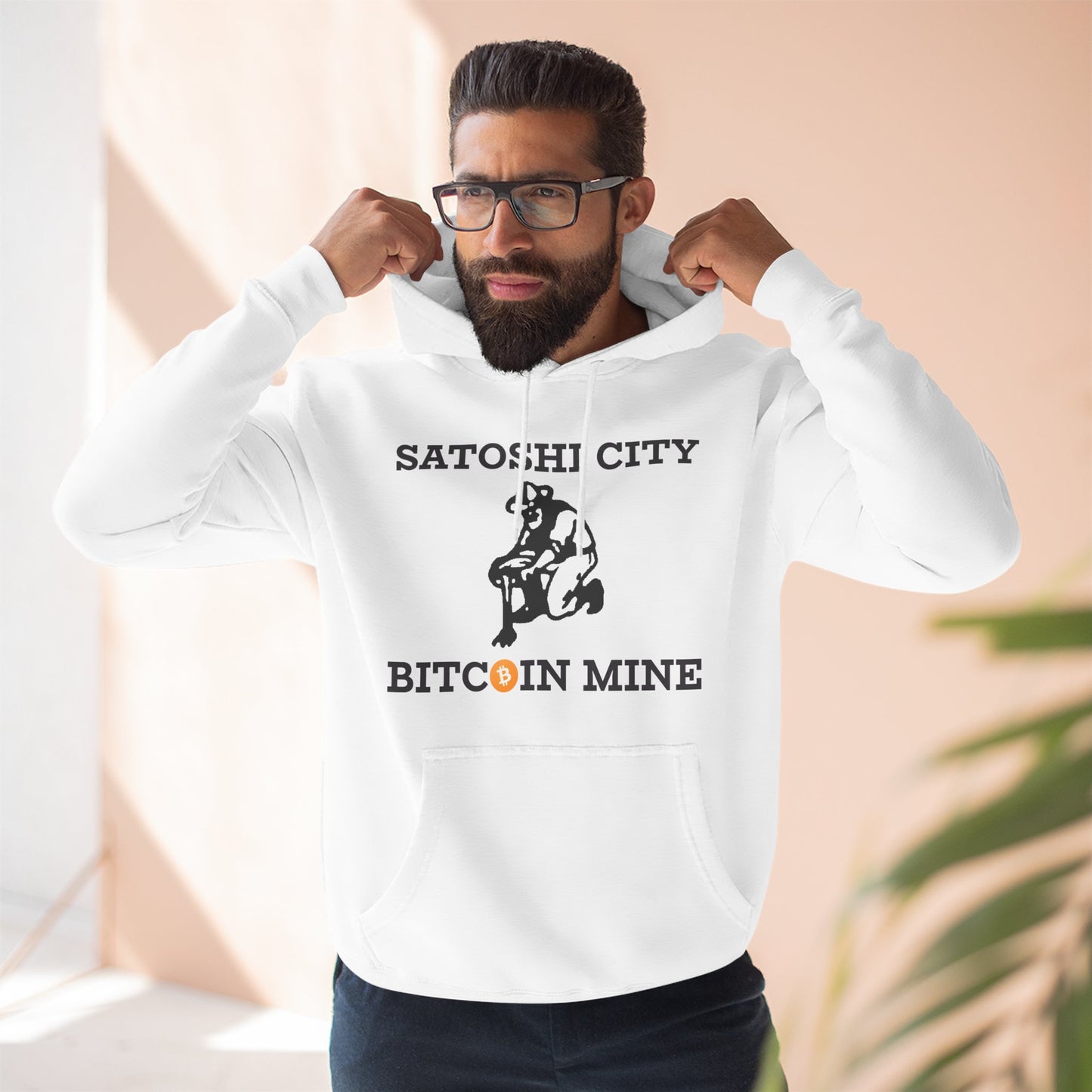 Bitcoin Miner Hoodie — "Satoshi City" Crypto Merch Fleece Hoodie