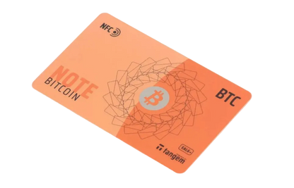 Tangem Note Bitcoin hardware wallet card, angled view