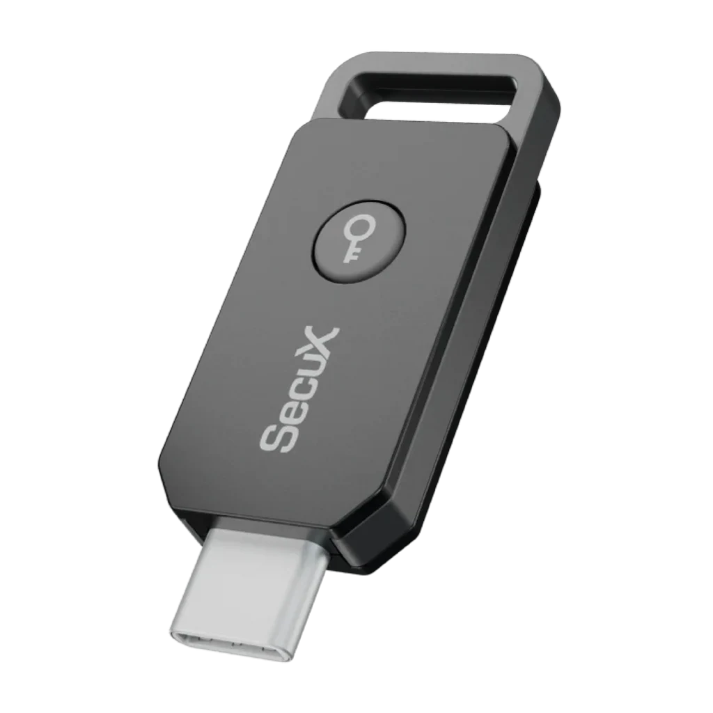 SecuX PUFido Clife Key angled view with USB-C connector