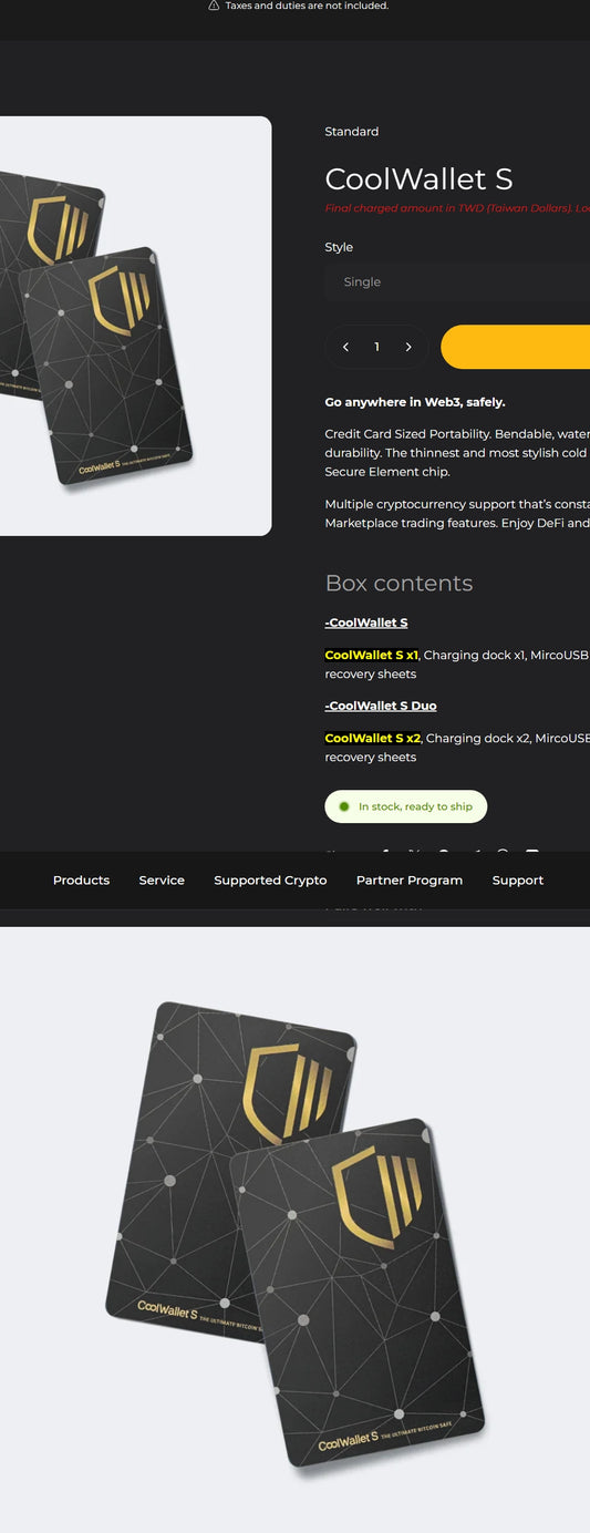 CoolBitX CoolWallet S Single