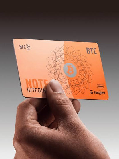 Tangem Note Bitcoin card held in hand
