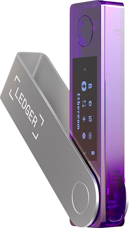 Ledger Nano X Hardware Wallet.  Purple - Orange - Black